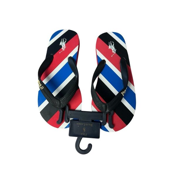 Polo Ralph Lauren Kids Flip Flops Black Size 1 Sandal - Picture 1 of 16